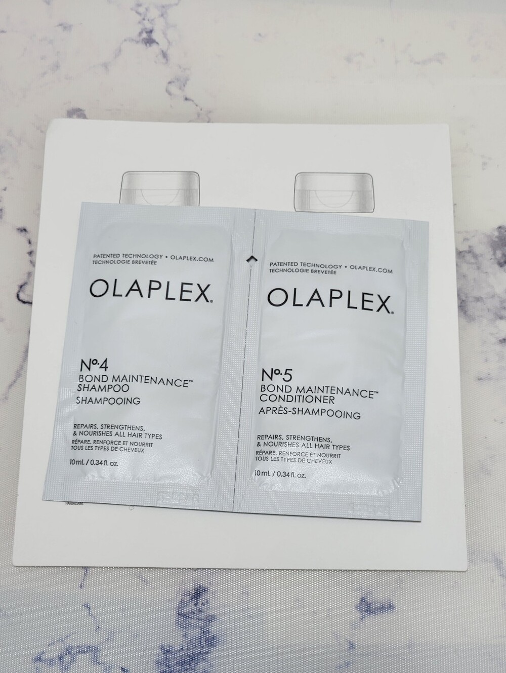 Olaplex No 4/ No 5 Shampoo Conditioner Foil Packet Set 10mL/.34 oz Travel - Picture 1 of 3